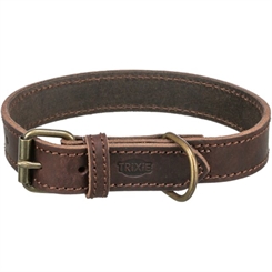 Rustic fedtgarvet halsbånd - M-L - 42-48 cm/25 mm mørkebrun